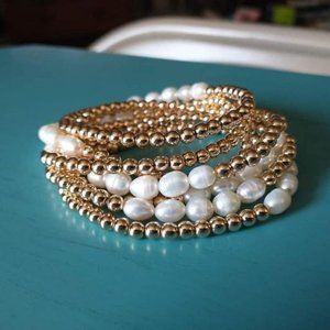 Park Lane Marina 6 Bracelets in Gold w/Genuine Freshwater Pearls (and stretch)!